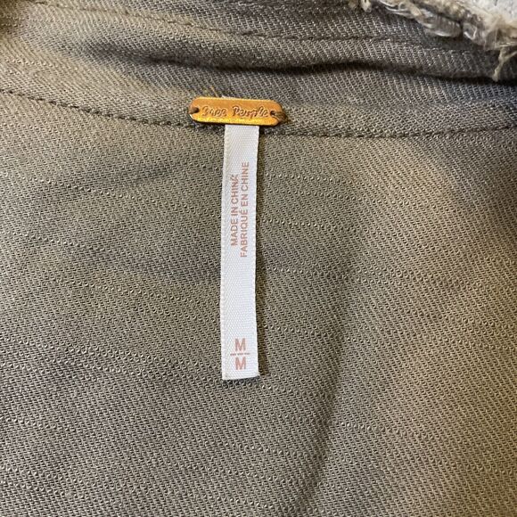 Free People Womens Jacket Sz Medium Raw Femme Brown Linen Blend Boho Open Front - Picture 6 of 9